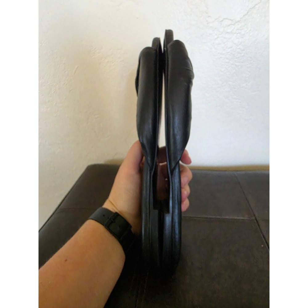 REFORMATION Mikki Twist Black Leather BowMinimalist Resort SquareSandals sz 9.5 - Picture 4 of 9